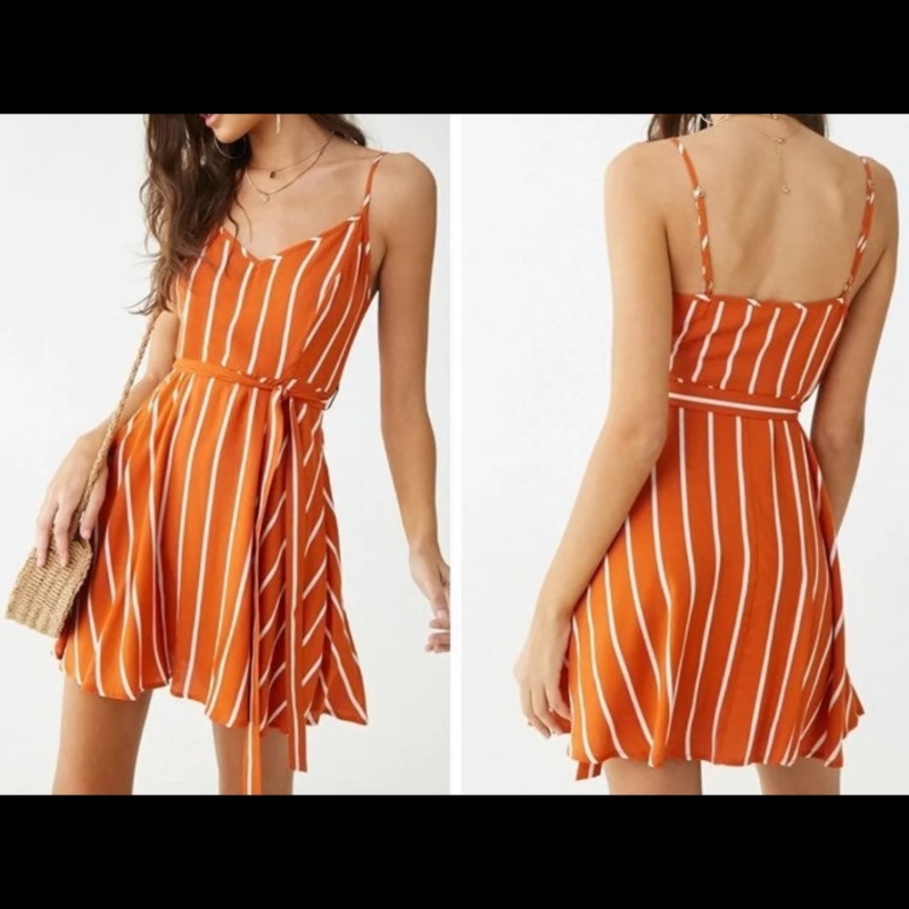 Orange and white striped summer dress
